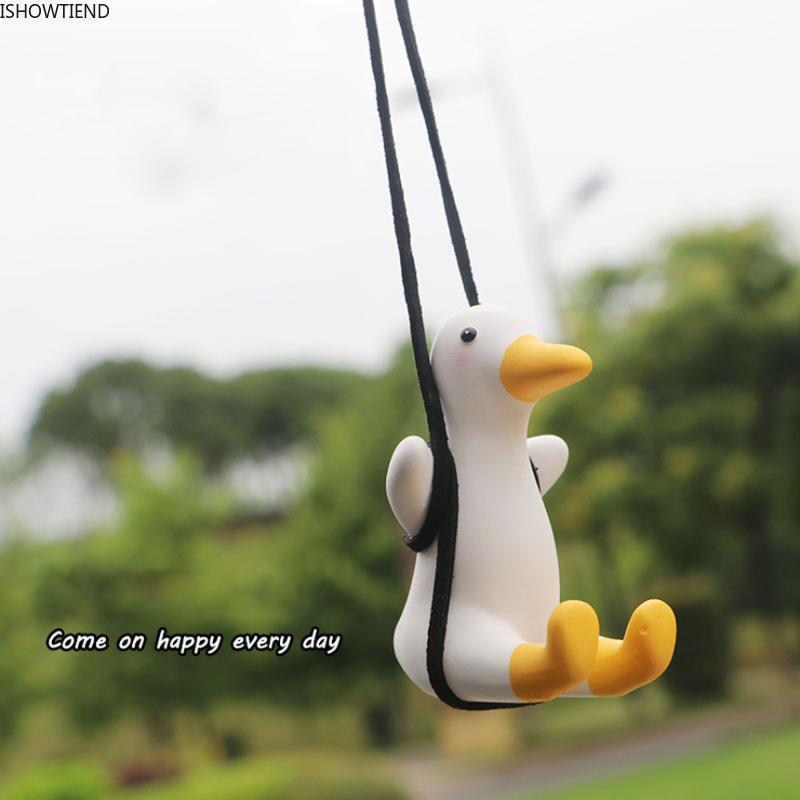 

Interior Decorations Auto Rearview Mirror Ornaments Gypsum Cute Anime Swing Duck Pendant Birthday Gift Kawaii Decoraction Fragrance Car Acce