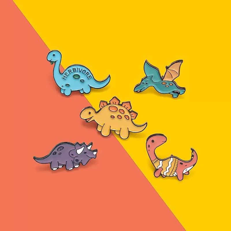 

Cute Enamel Brooches Pin Animal Dinosaur for Women Girl Fashion Jewelry Accessories Metal Vintage Brooches Pins Badge Wholesale Kids Gift 6 colors, Mixed colors