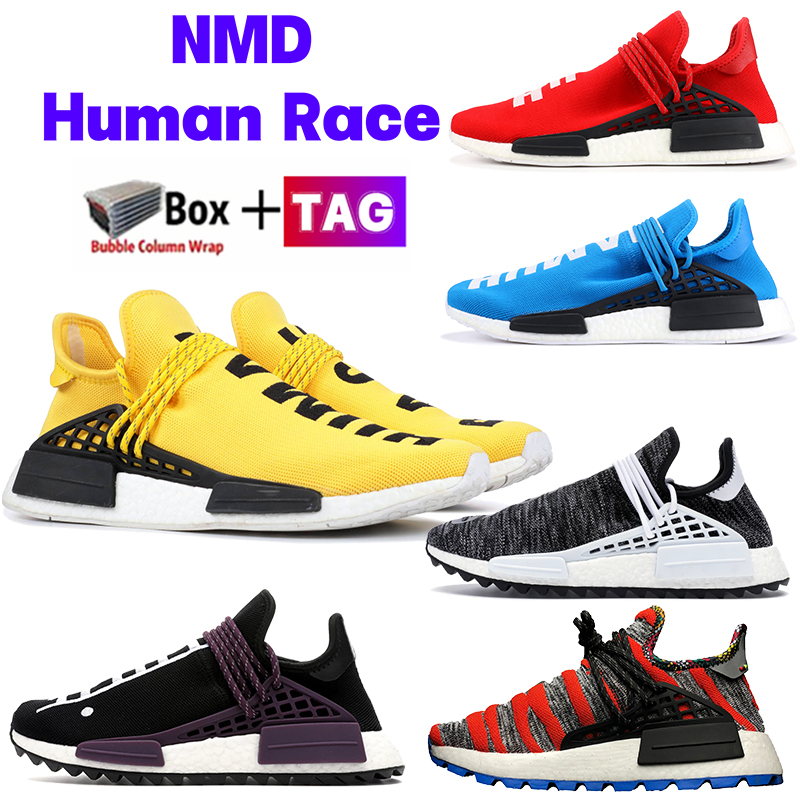 

NMD Human Race Running Shoes HU Pharrell Yellow Black Red Sharp Blue Men Designer Trainer White Oreo Equality Solar Pack Scarlet Grey BBC multi-color Women Sneakers, #19 bubble wrap packaging