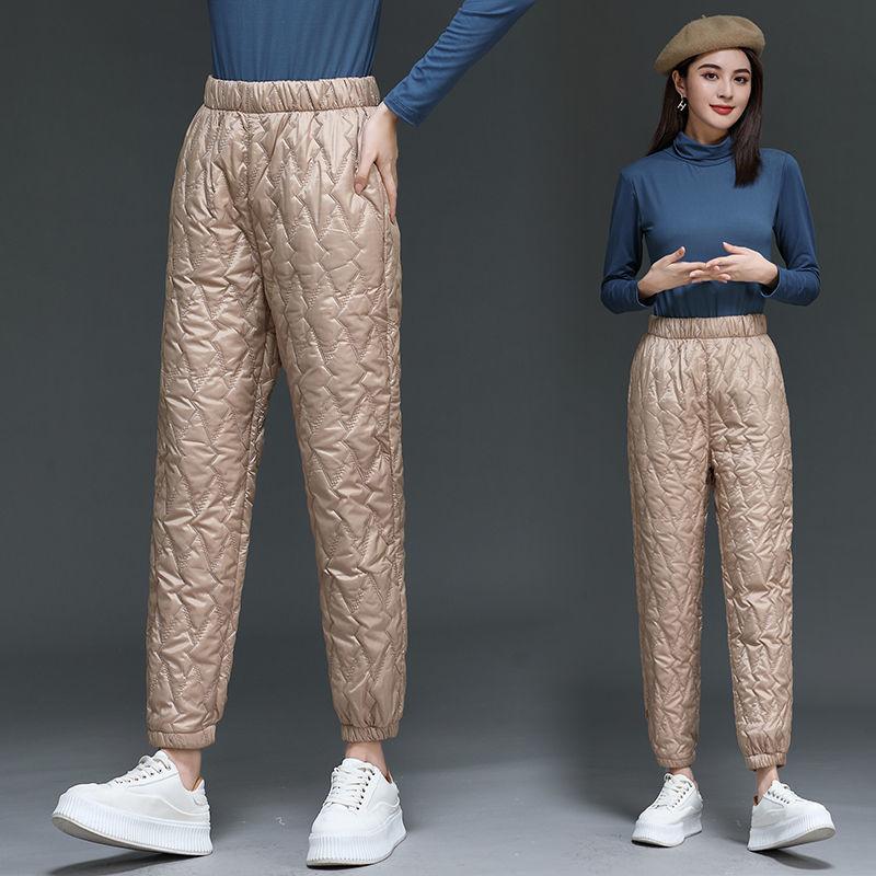 

Women's Pants & Capris Women Winter Warm Down Cotton Padded Quilted Trousers Elastic High Waist Casual Waisted Sweatpants Y193, Hei