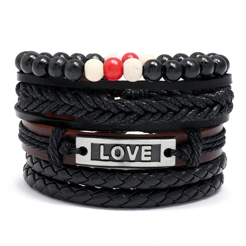 

Bangle Jessingshow 4 Pcs/Set Fashion Trendy Punk Weave Wrap Strand Women Men PU Leather Bracelets Cuff Jewelry Accessories