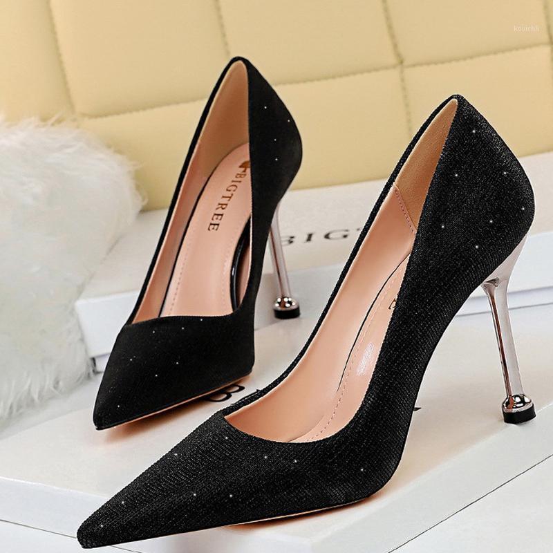 

Dress Shoes Sequin Cloth Woman Pumps Sexy High Heels Gold Sliver Wedding For Women Stiletto 7.5 Cm 9.5, 17189-1-gray9.5cm