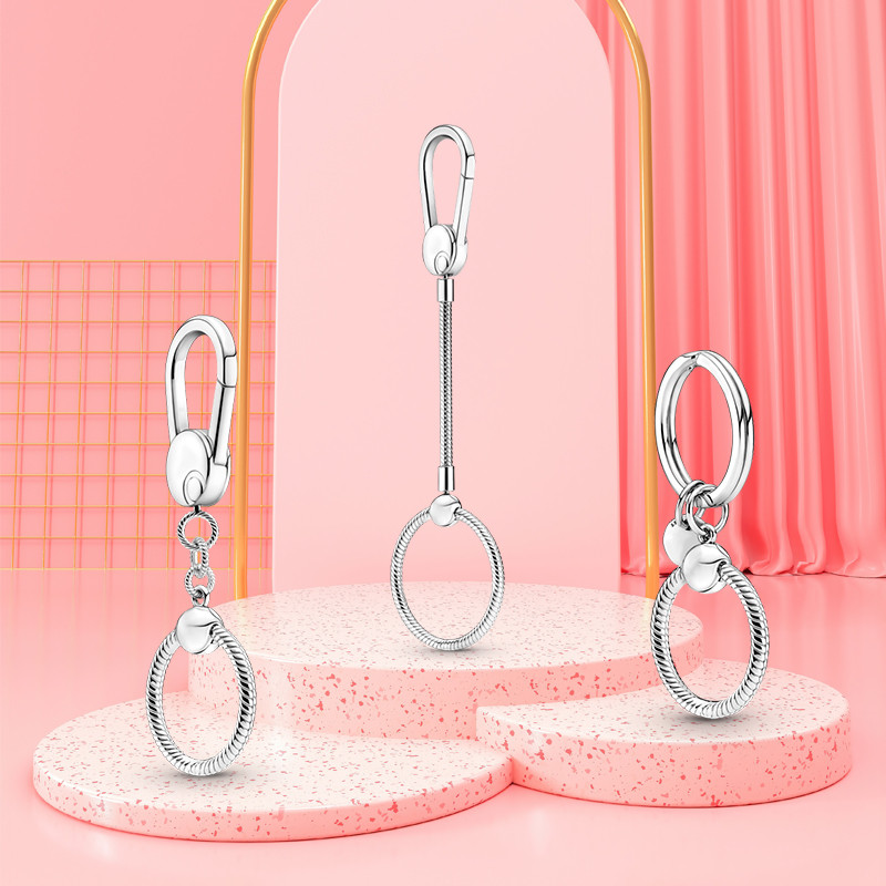 

Moments Medium and Small Bag Charm Holder Set Key Ring Fit Pandora DIY With Original Box
