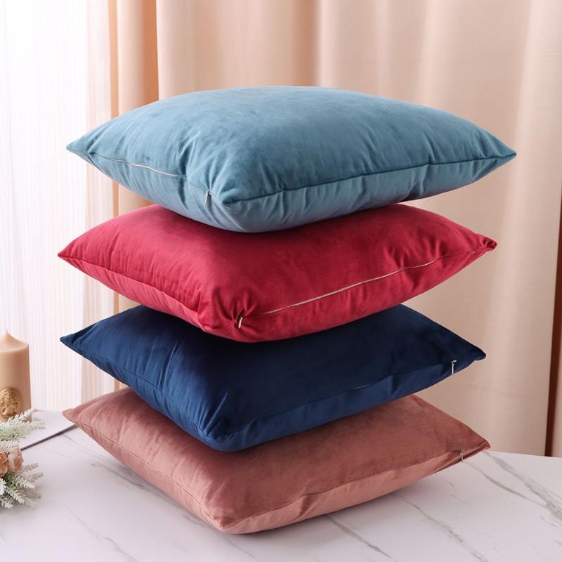 

Cushion/Decorative Pillow Sofa Bedroom Outdoor Cushion Case Solid Color Square Velvet Pillows Soft Pillowcase Decorative, Black