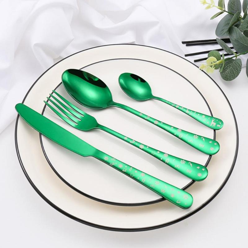 

Dinnerware Sets 4Pcs/Set Reliable Spoon Set 2 Colors Cutlery Durable Wear-resistant Polishing Technology Scoop Cutter