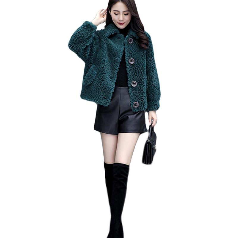 

Women's Fur & Faux 100% Wool Coat Women Real Sheep Shearling Jackets Female Winter Short Woolen Slim And Thin Manteau Femme Hiver Wxl1, Black