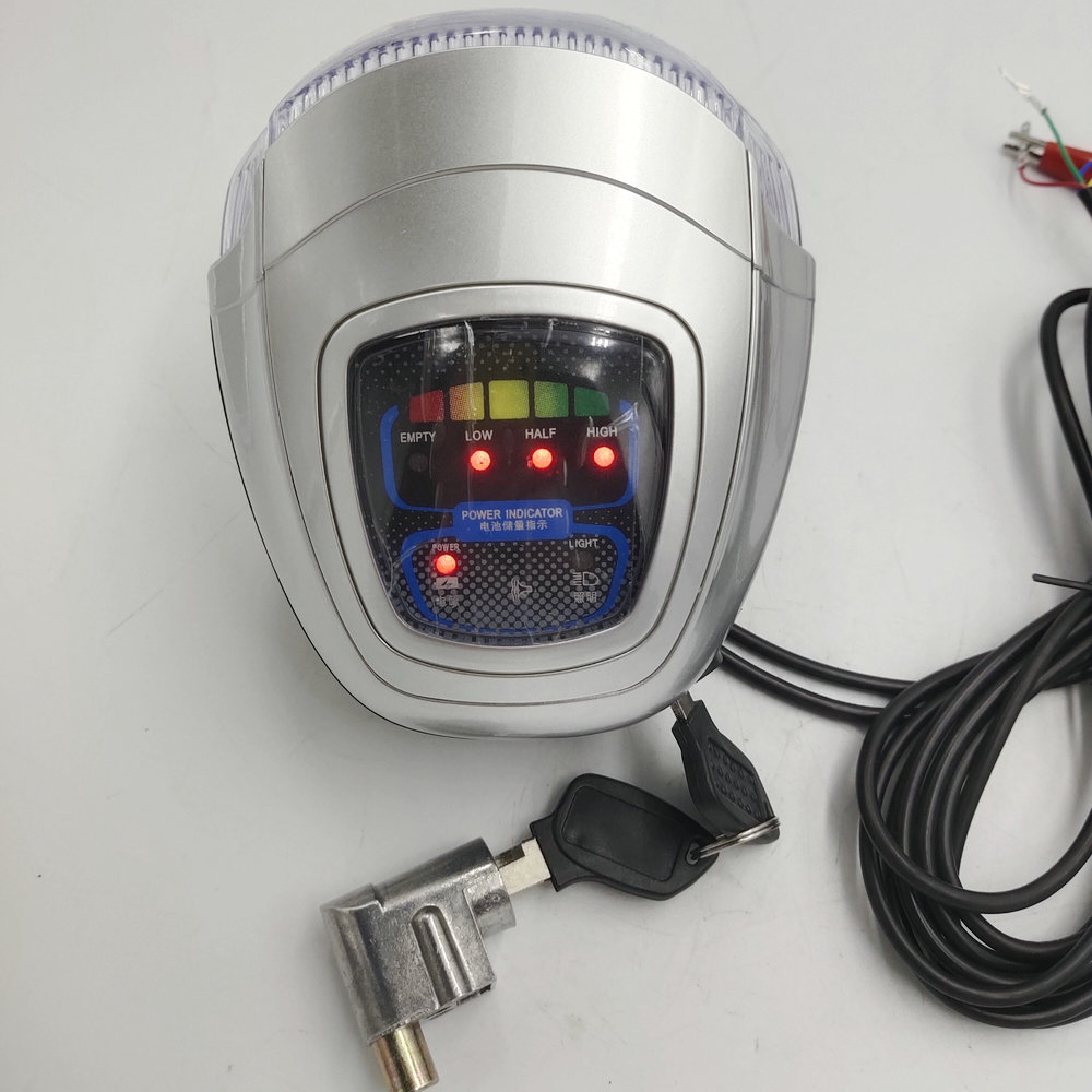 

Frontlight Electric Bike Accessory Scooter Headlight With Horn+Switch Power Lock &Key LED Lamp With Battery Level Display Moped Tricycle