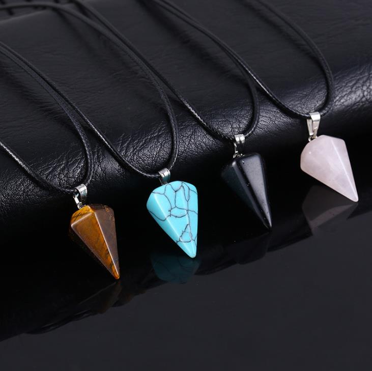 

Pendant Necklaces & Jewelrynecklace Jewelry Crystals Amethyst Rose Quartz Bead Chakra Healing Point Women Men Natural Stone Pendants Leather