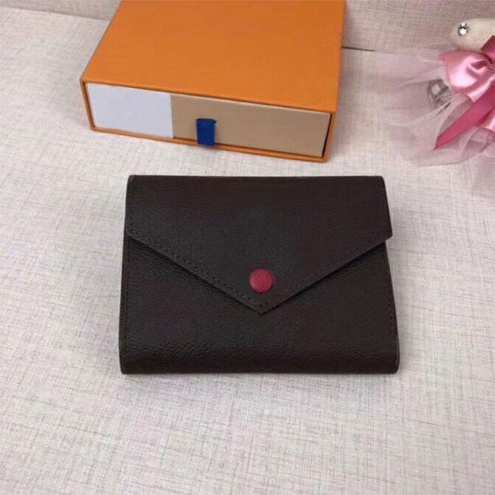 

Designer Brown flower Wallets leather multicolor coin purse short wallet Polychromatic purse lady Card holder classic mini zipper pocket, Brown flower - orange interior