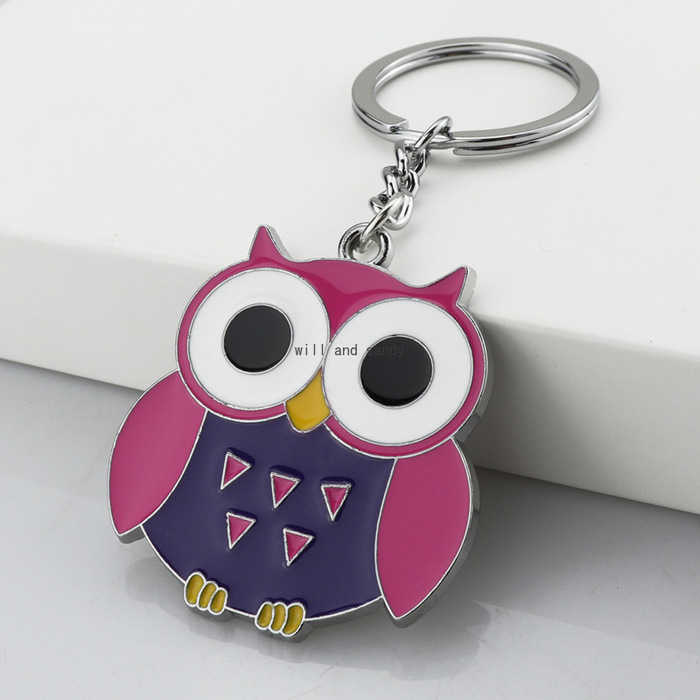 

Cute Cartoon Bird Owl Key Ring Enamel Owl Keychain Handbag Hanging Women Men Student Fashion Jewelry Will and Sandy