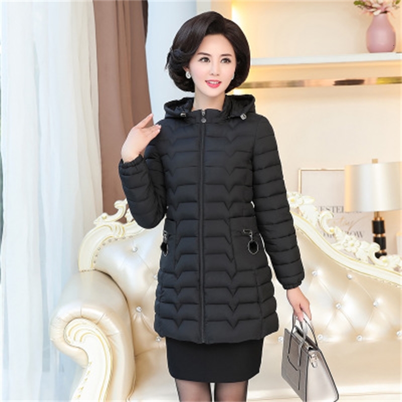 

Women's Down & Parkas Winter cotton jacket middle age elderly women coat winter mother clothing print thick wadded plus size 6XL GC667 9JMI, Black