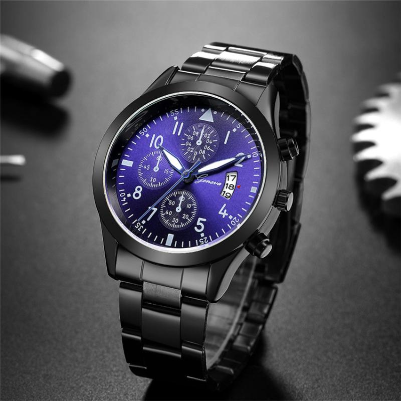 

Wristwatches Geneva Fashion Simple Men Watch Steel Strap High Formal Quality Mens Quartz Clock Watches Reloj