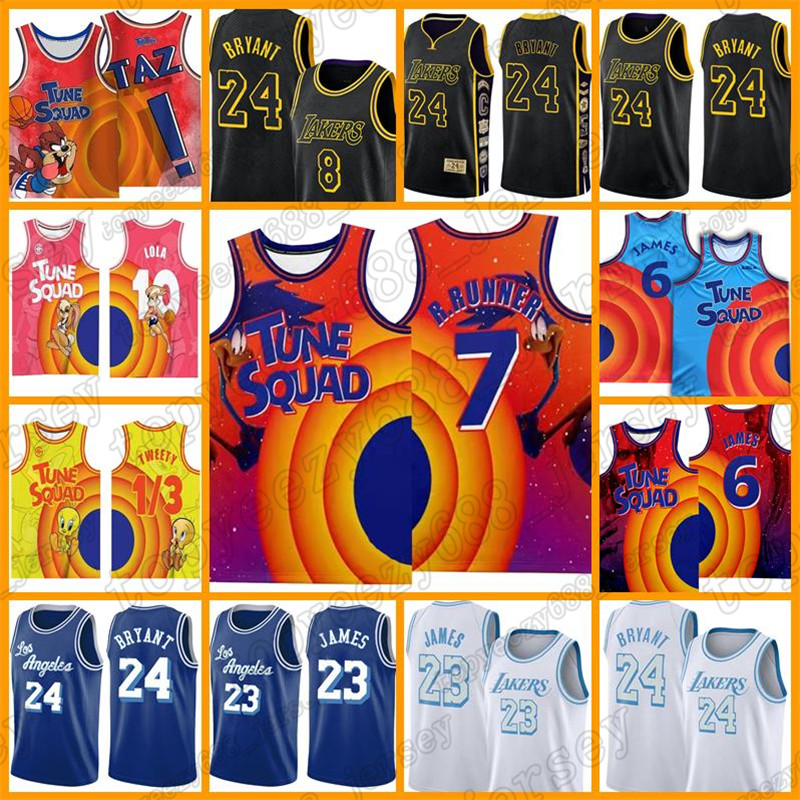 

7 R.RUNNER 23 Los 8 LeBron Jersey 6 James Angeles Jersey Bryant Lakers 22 Bill Murray 24 Movie Michael D.DUCK Lola Bunny Tune Squad, Black;red
