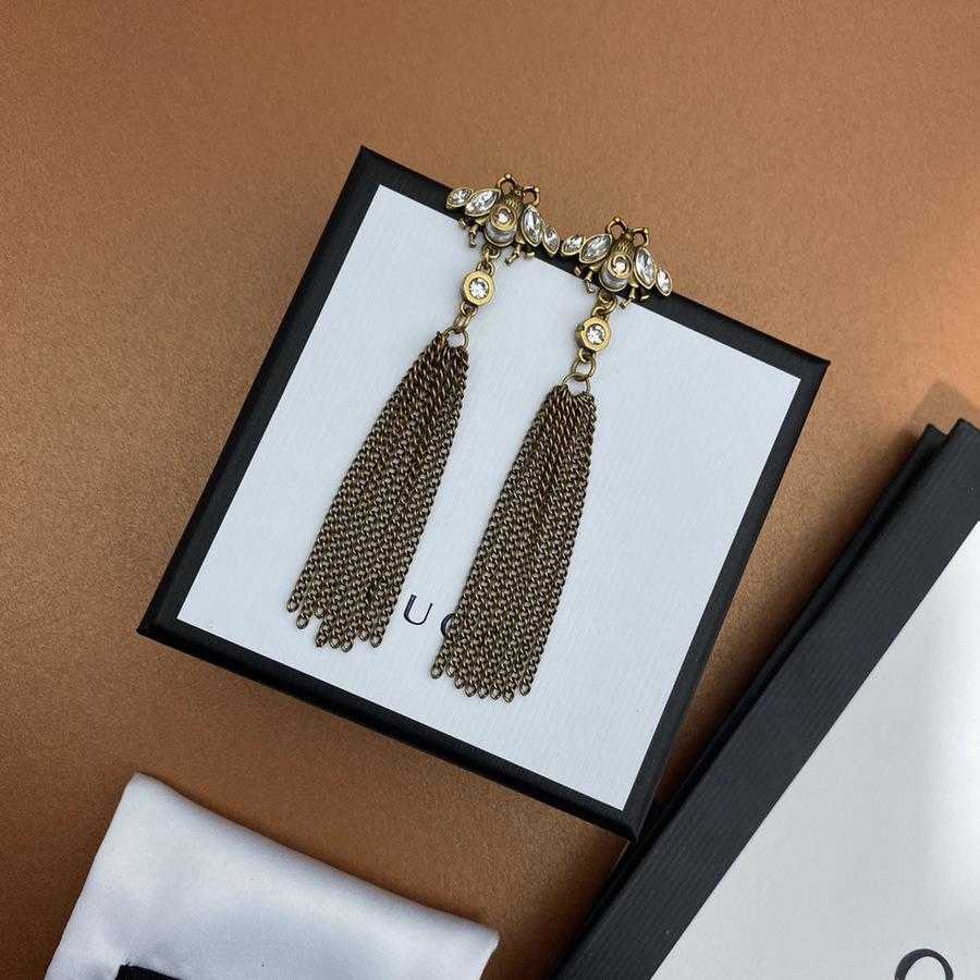 

Tassel long insect bee women's Pearl Earrings Fashion ancient home versatile temperament Diamond Earrings0