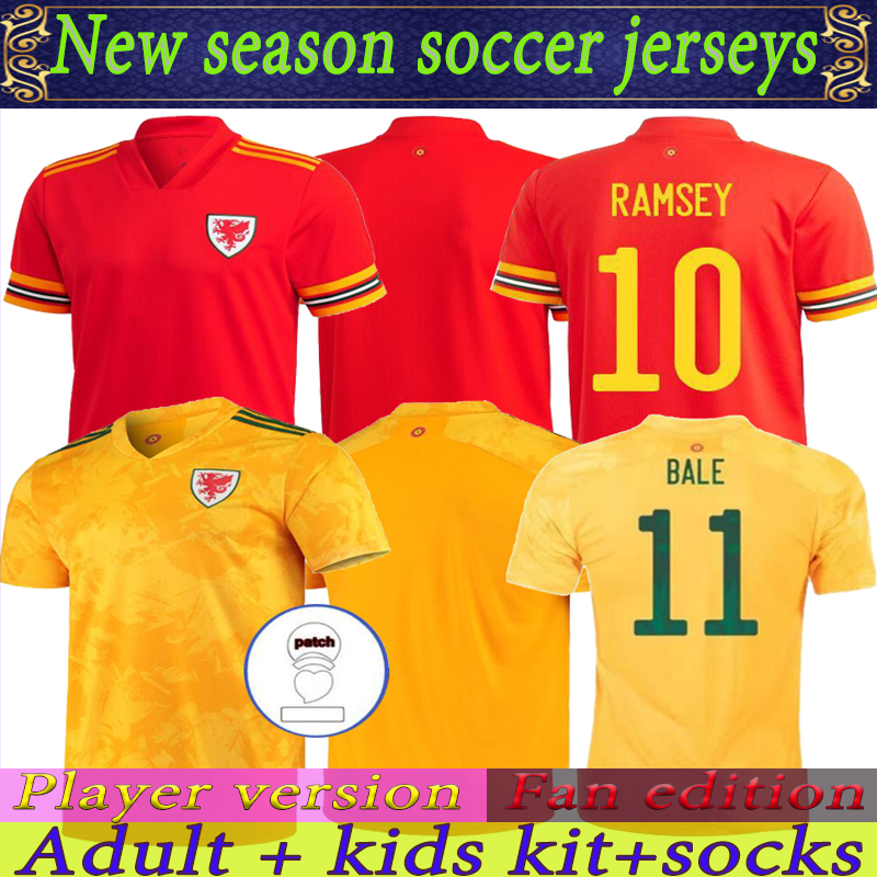 

2021 European Cup wales Soccer Jersey 21/22 Home Red ALLEN BALE RAMSEY Shirt National team JAMES Man football uniform, Black;yellow