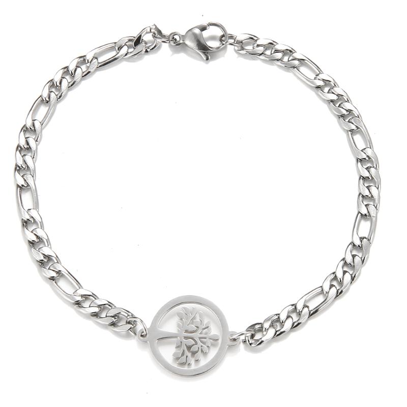 

Charm Bracelets 2021 Fashion Jewelry Titanium Steel For Women Vintage Stainless The Tree Of Life Pulseras, Golden;silver