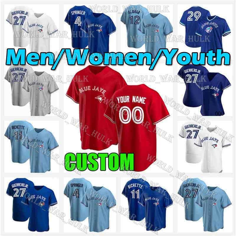 

Toronto Custom Blue Jays Vladimir Guerrero Jr. Cavan Biggio Jersey Bo Bichette Shun Yamaguchi Teoscar Hernandez Danny Jansen George Springer, Blue;black