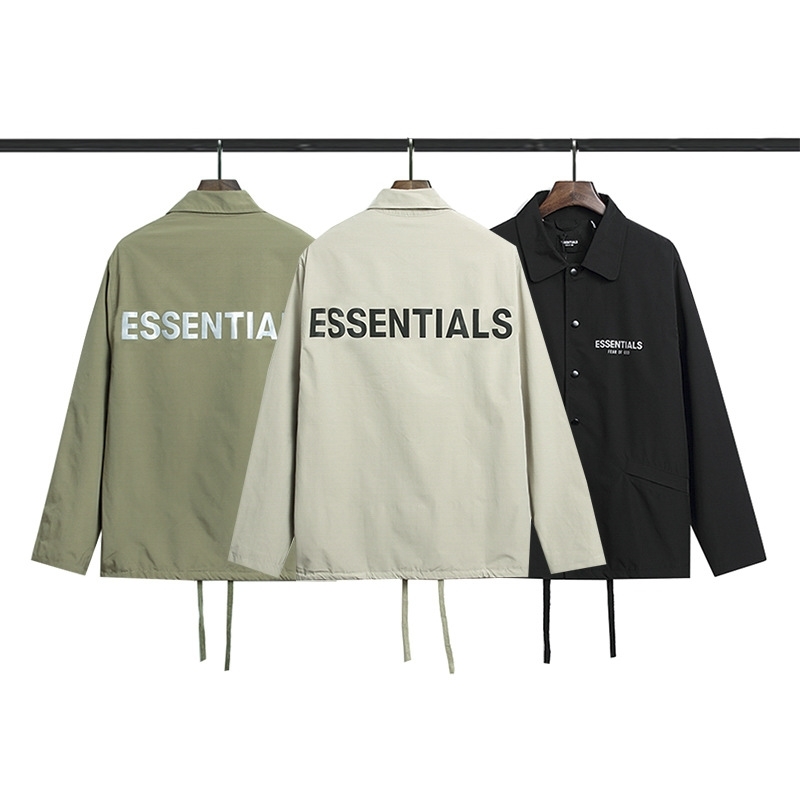 

Autumn and winter fog double thread essentials new 3M reflective letter coach jacket windbreaker coat, Black