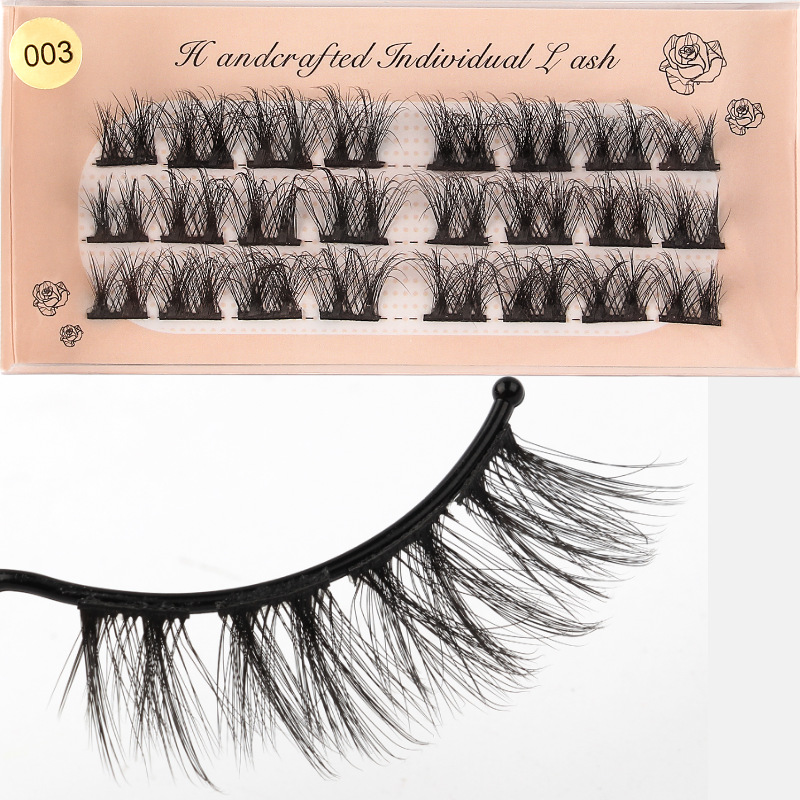 New Arrival Thick Natural 3D Mink Hair Grafted False Eyelashes Segmented Handmade Reusable Grafting Individual Fake Lashes Soft & Vivid Eyes Make-image-753848344