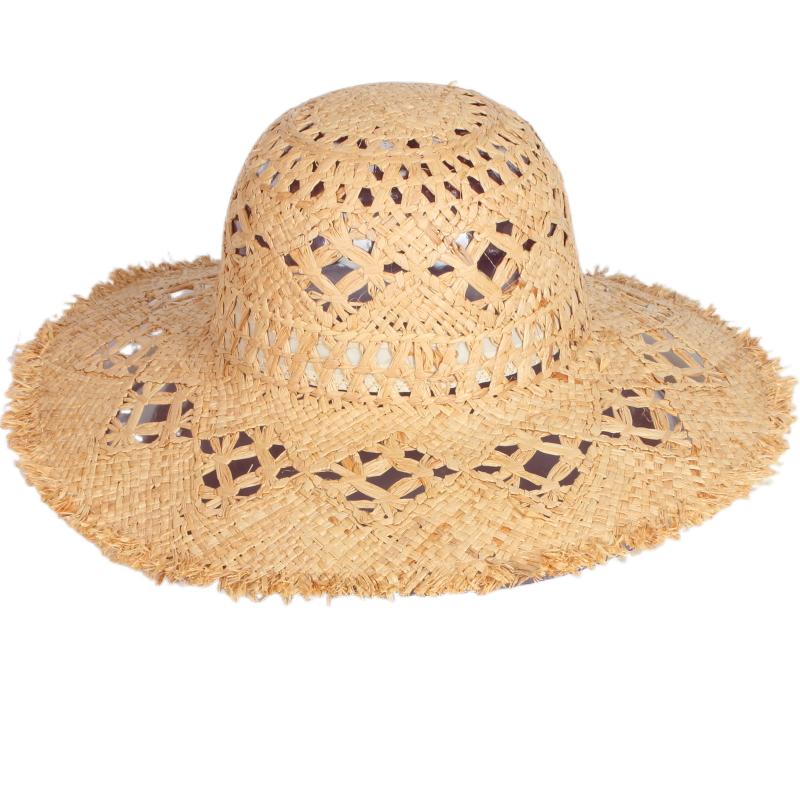 

Wide Brim Hats Wholesale Women Rough Raffia Straw Panama Hat Summer Beach, Primary