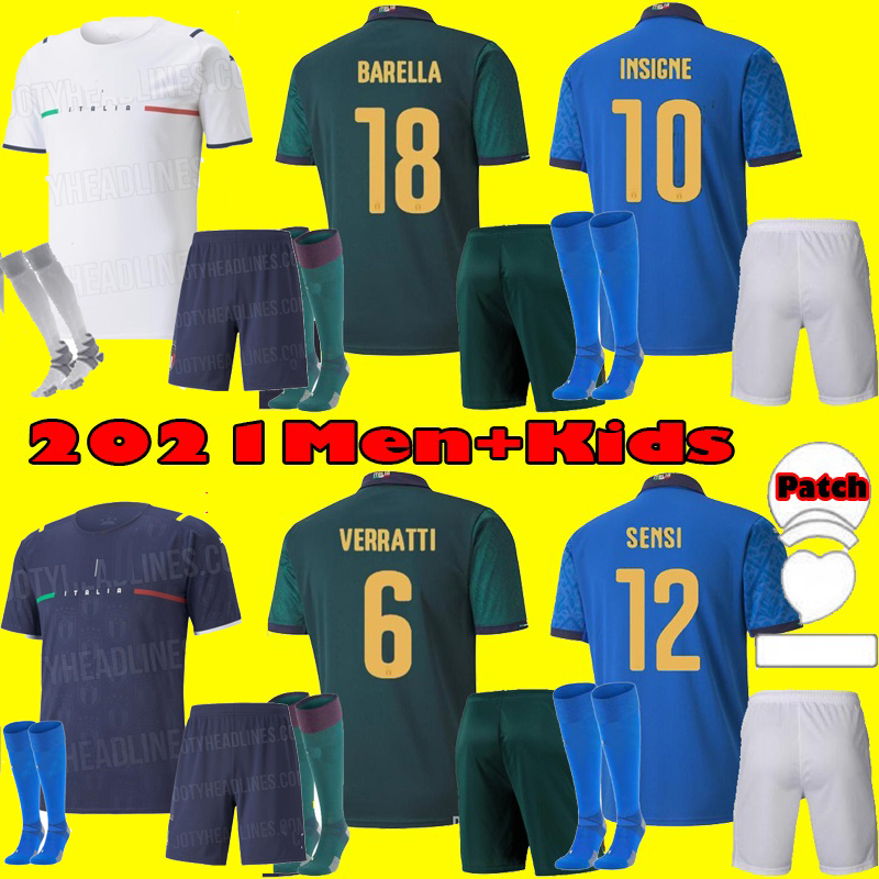

ITALY soccer Jersey 2021 BARELLA SENSI INSIGNE 21 22 Renaissance CHIELLINI BERNARDESCHI football shirts men + kids kit uniforms, 3rd