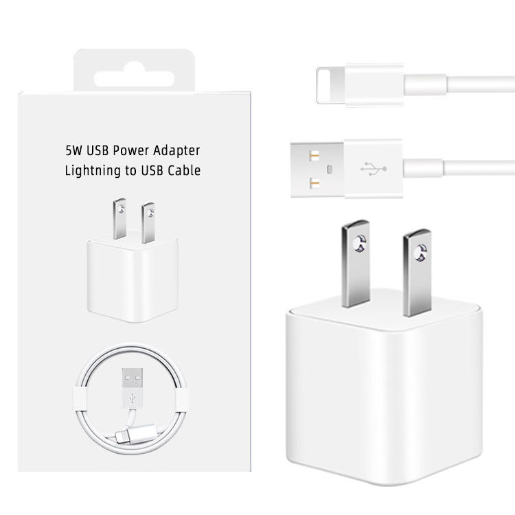 

5W 5V 1A 2in1 Lightning Usb Cable Eu US Wall Charger Power Adapters For Iphone 4 5 6 6s 7 8 plus 12 13 x xr with Retail box