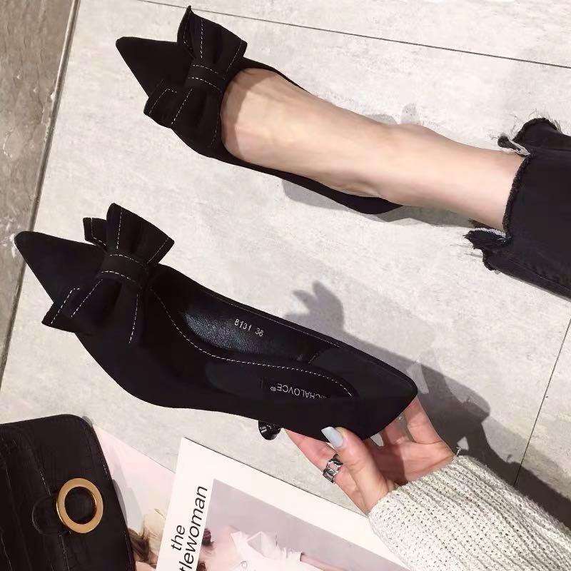 

Dress Shoes Women Heels 2021 Spring Women's High Girl's Chaussure Femme Zapatos Mujer, Black 1cm