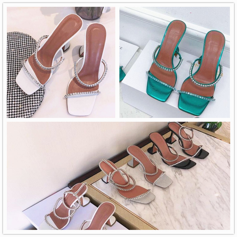 

luxury Designer sandals ultra hydraulic diamond square head Roman wine glass heel web celebrity versatile stiletto heels for women Shoes, Colour1