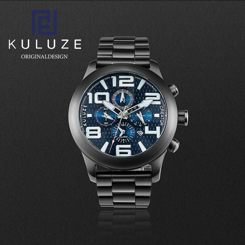 

Wristwatches KULUZE Men Titanium Quartz Watch With Luminous Hands Date And Arabic Numerals Multifunction Outdoor Sport, Blue