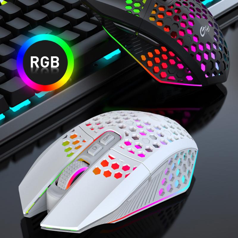 Mice Honeycomb X801 8 Keys Mouse Wireless Supplies Office Caring Computer For PC Gamers 1600DPI RGB Rechargeable-image-733890432