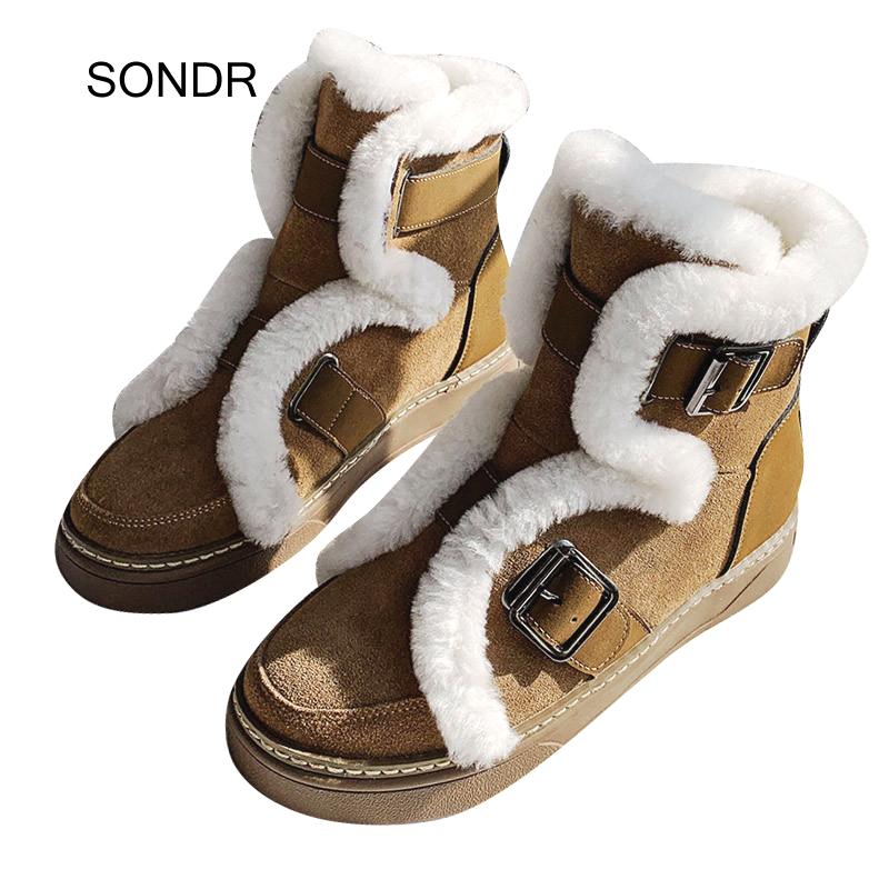 

Boots 2021 Warm Shoes Women Snow Fashion Brand Lady Chunky Footware Female Chuny Botas Mujer Invierno Black Shoe, Beige