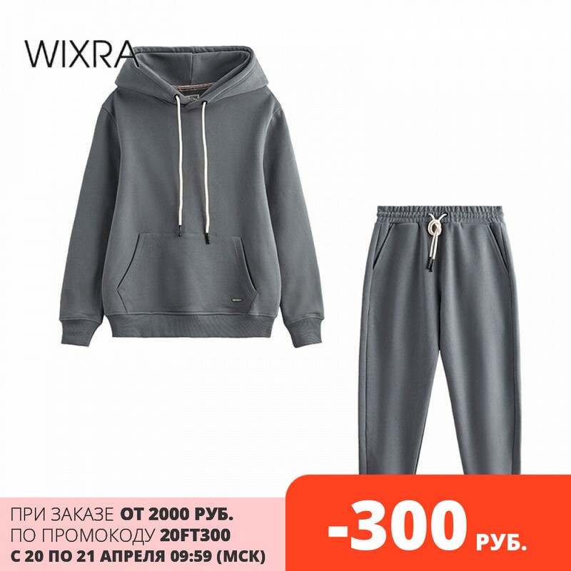 

Wixra 2021 Winter New Women Oversize Sweatshirts High-End 100% Cotton Heavy Basic Unisex Tracksuits for Men Warm Fleece Set, Navy o neck