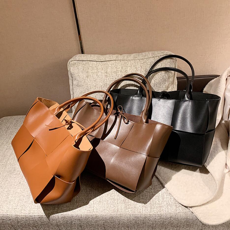 

New Arrivals top quality Luxury Brand Large Weave Tote bag Fashion New High-quality PU Leather Womens Designer Handbag High ca, Red;black