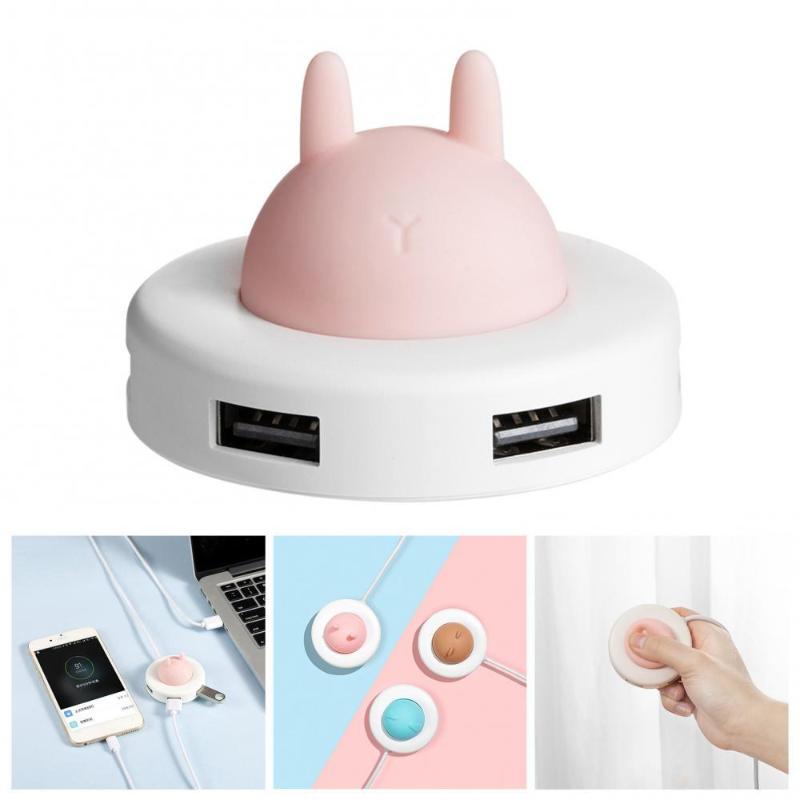 

Hubs Mini Cute Cartoon Animal Shape 4 USB Ports Hub Extension Cable Splitter With LED Night Light For Computer Mobile Phone