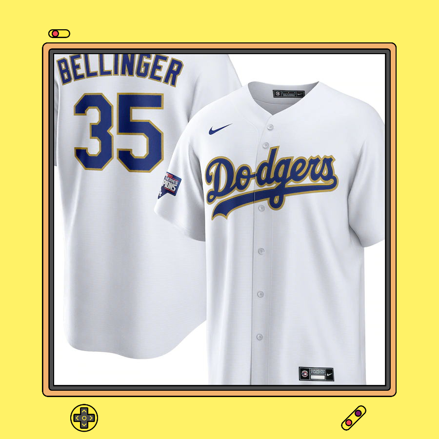 

Men's Los Angeles Dodgers Cody Bellinger Mookie Betts White/Gold 2021 Gold Program Replica Player Jersey, Blue;black
