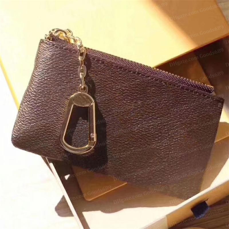 

High Quality Luxury Design Portable KEY P0UCH Wallet Classic Man Women Coin Purse Chain Bag With Dustbag and Box, Black flower