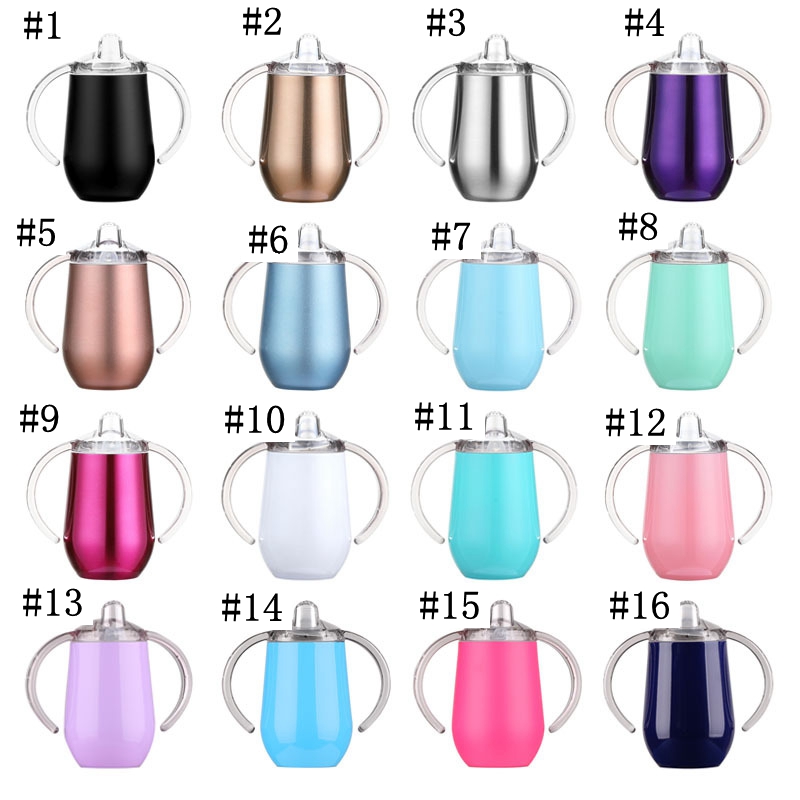 

10oz coffee mug sippy cup stainless steel tumbler with double handle egg cups Vacuum insulation baby water bottle ZWL01-1, Customize