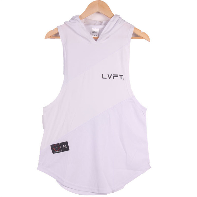 

Brand Gyms Clothing Mens Bodybuilding Hooded Tank Top Workout Sleeveless Vest Sweatshirt Fitness Workouts Sportswear Tops Male, White