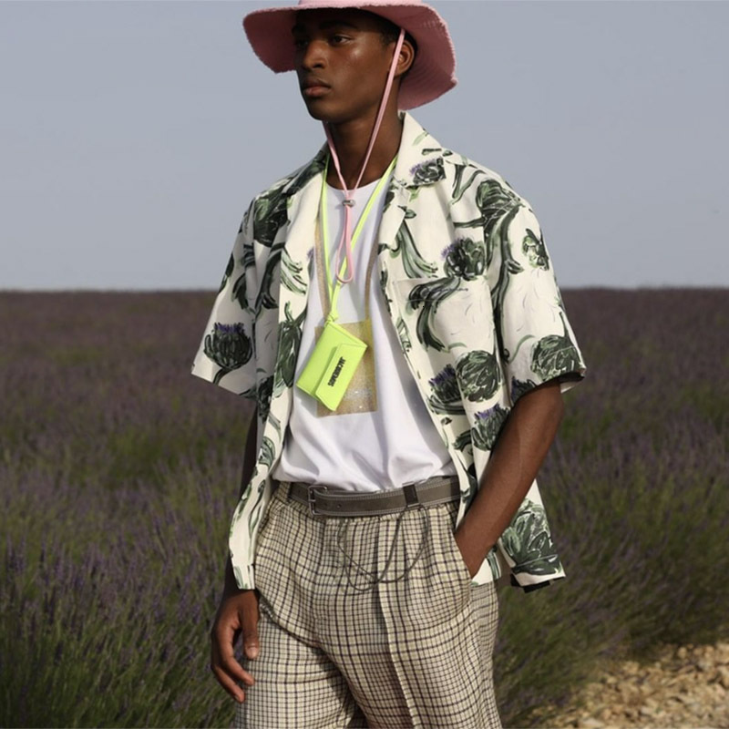 

style mus 20ss Jacque La chemise Jean artichoke floral print short sleeve shirt, Black;brown