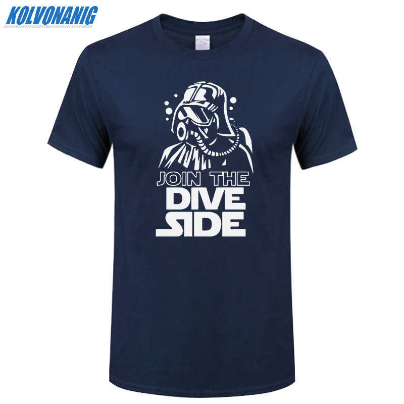 

JOIN THE DIVE SIDE DARK Underwater Funny Printed T Shirt Cotton Short Sleeve O-Neck Men's Clothing Brand Top Tee-Shirt Plus Size 210629, Navy 01