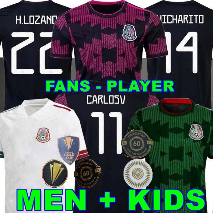 

Fans Player version Mexico soccer jerseys Camisetas 2022 CHICHARITO LOZANO DOS SANTOS MORENO ALVAREZ Raúl 2021 football shirts Men Kids kit women 21 22 Gold Cup, Home adult