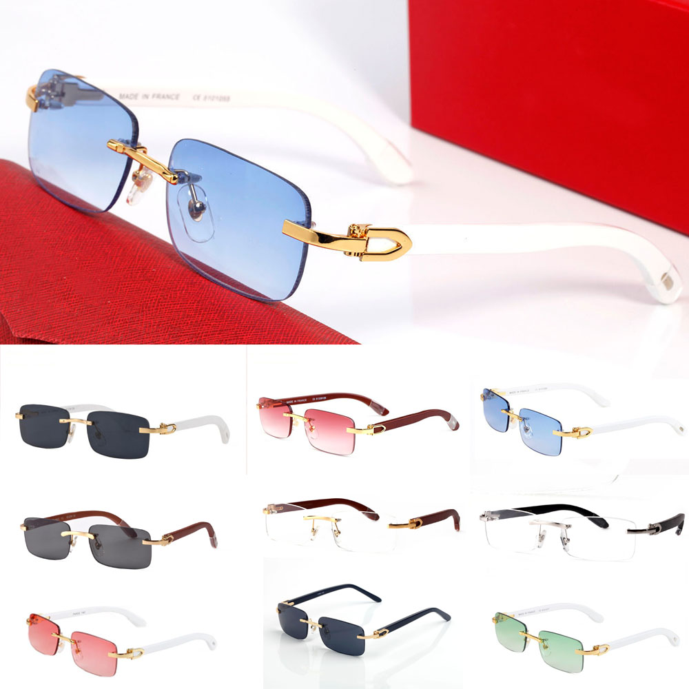 Lunettes de soleil unisexes, monture carrée en métal doré et jambe en bois, style vintage, design extérieur classique en corne de buffle, lunette