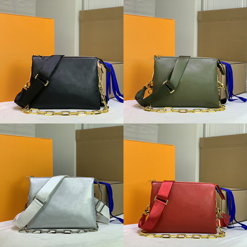 

LVLOUISBAGVITTON Purse Black Handbags Lady Coussin Crossbody Women Quality Shoulder Bag Top PM Box Genuine Leather Zipped, Red;black