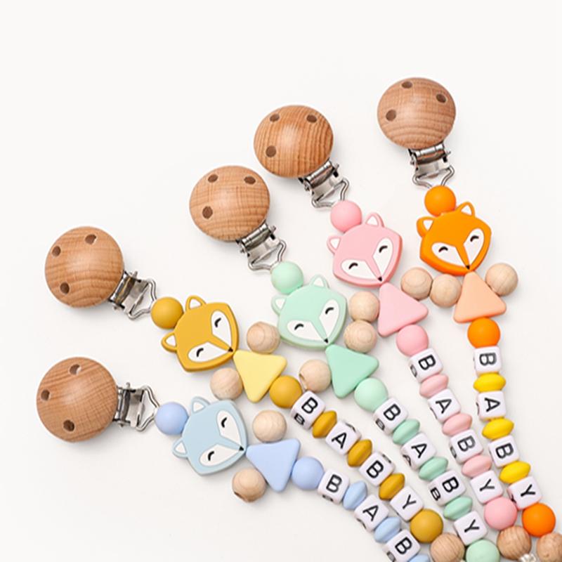 

Pacifiers# Baby Pacifier Clip Chain Personalized Name Dummy Holder For Nipples Clips Silicone Teething Beads Birthday Shower Gift