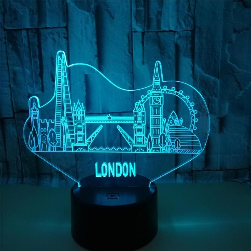 

Night Lights 3D LED Light London Building Model 7 Colors Changing Remote Touch USB Table Lamp For Friends Gift Home Bedroom Decor