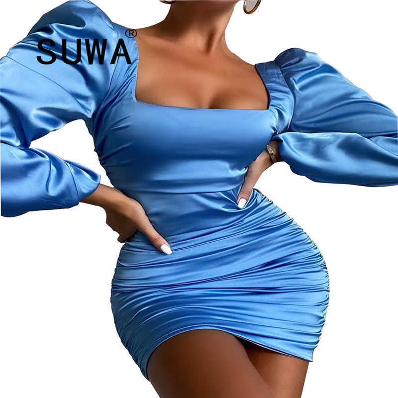

Elegant Celebrity Fashion Birthday Outfits For Women Sexy Cocktail Party Slim Fit Vestidos Design Bodycon Puff Sleeve Mini Dress 210525, Burgundy