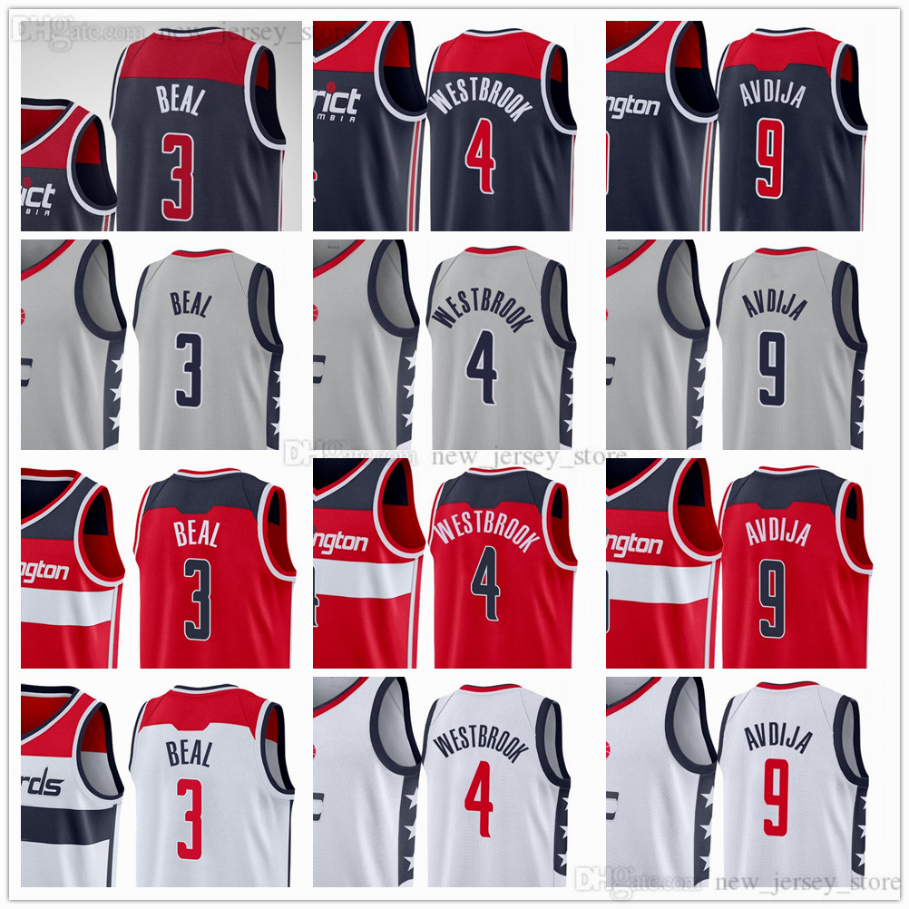 

NCAA Basketball Bradley 3 Beal 4 Westbrook Jerseys News Gray Red Blue White City 9 Deni Avdija Jersey, Printed
