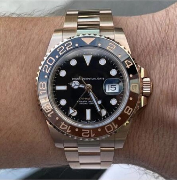 

Rose gold GMT2 Listed V3 Version Batman mens watch automatic movement Ceramic Rotating Bezel sapphire glass steel strap wristwatch, Slivery;brown