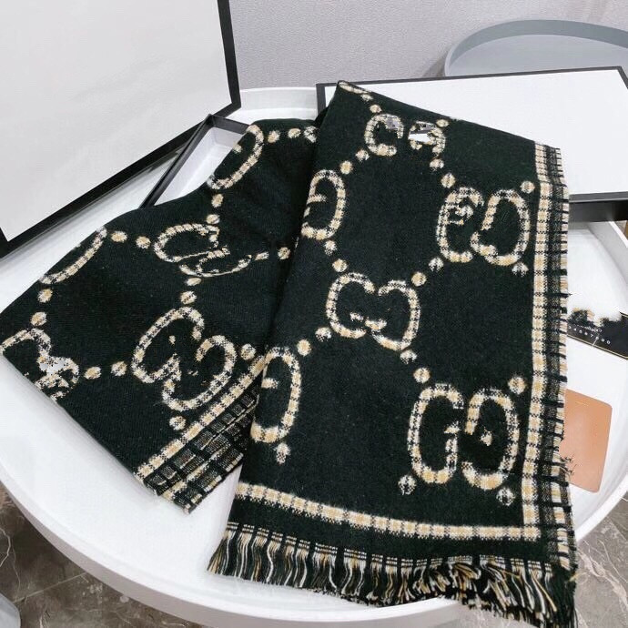 

New double-sided wool letter scarf long women's autumn and winter cashmere shawl scarf warm