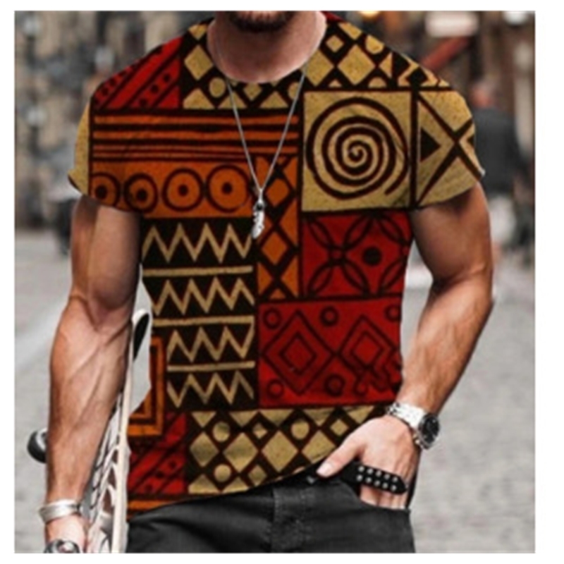 

summer fashion new abstract art pattern printed men's street short sve sports loose a7l, White;black
